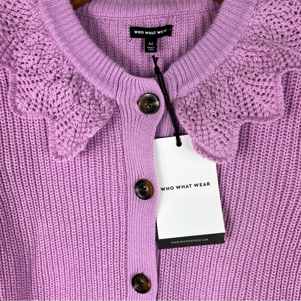 Who What Wear Orchid Long Sleeve Button Down Sweater Cardigan M NWT - Picture 3 of 5